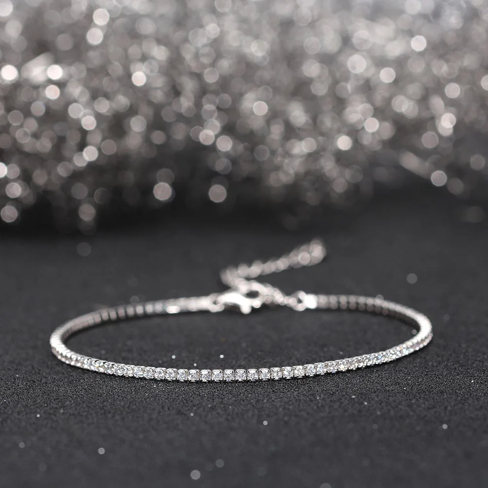 ORSA JEWELS Authentic 925 Sterling Silver Tennis Bracelet Fashion Black&Pink&Blue 4A Zirconia Bracelet Jewelry for Women SB190