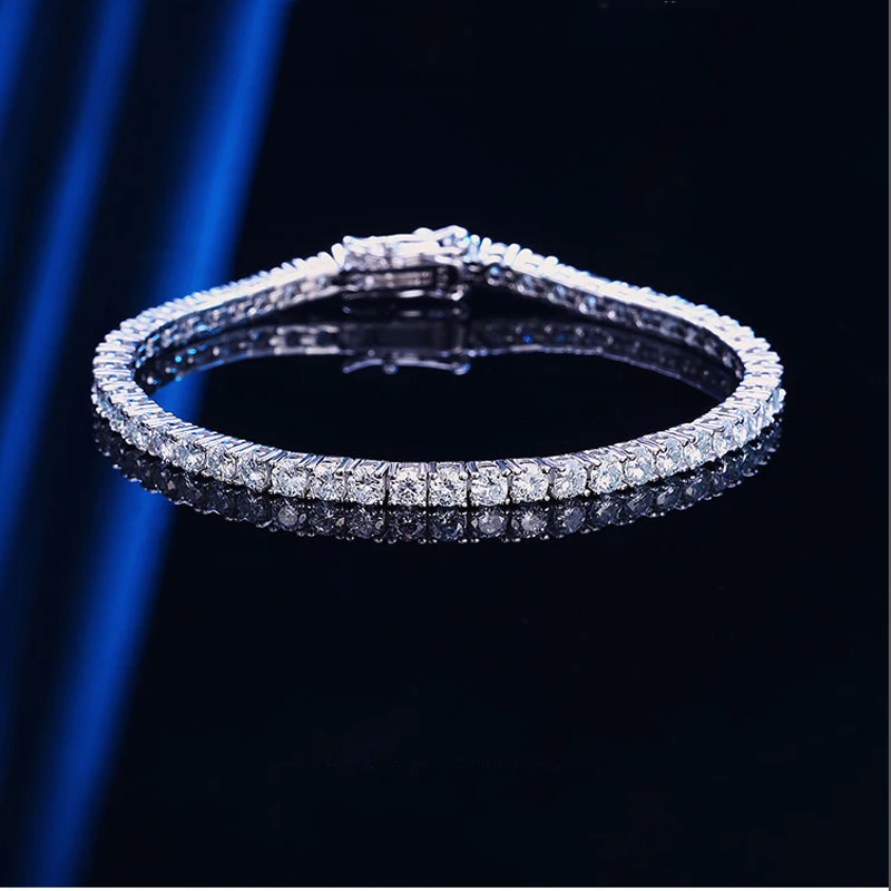 EWYA 3mm 4mm 5mm Moissanite Tennis Bracelet for Women Men 925 Silver Plated 18k Gold Pass Diamond Tester Link Bracelets Bangle