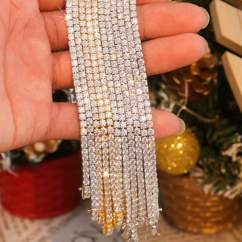 EWYA 3mm 4mm 5mm Moissanite Tennis Bracelet for Women Men 925 Silver Plated 18k Gold Pass Diamond Tester Link Bracelets Bangle