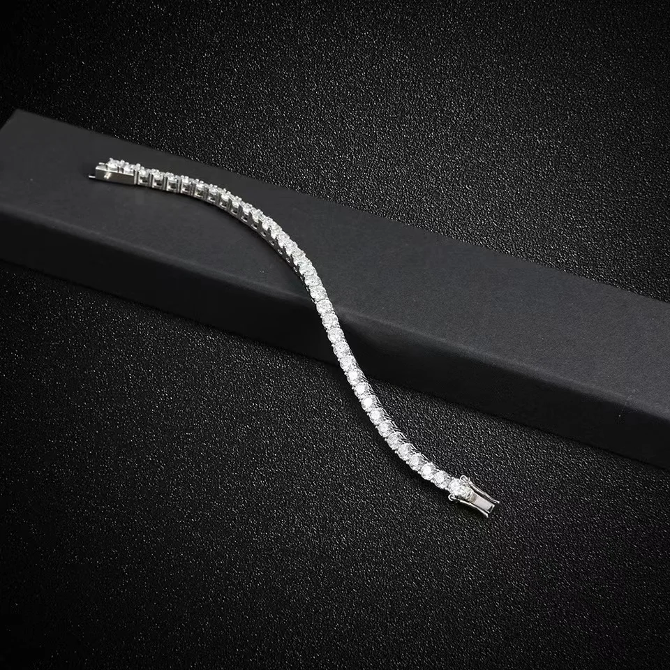 EWYA 3mm 4mm 5mm Moissanite Tennis Bracelet for Women Men 925 Silver Plated 18k Gold Pass Diamond Tester Link Bracelets Bangle
