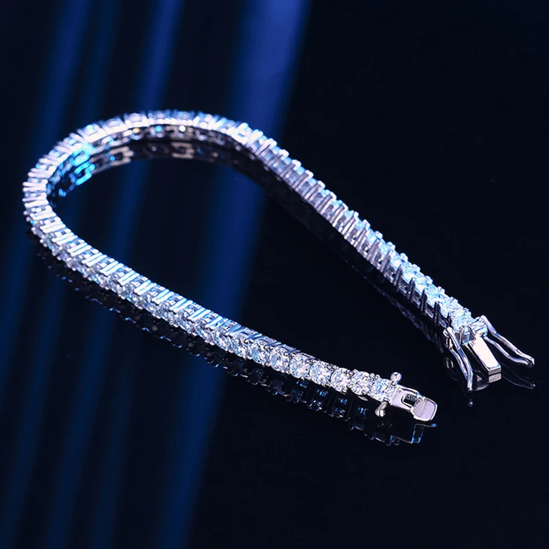 EWYA 3mm 4mm 5mm Moissanite Tennis Bracelet for Women Men 925 Silver Plated 18k Gold Pass Diamond Tester Link Bracelets Bangle