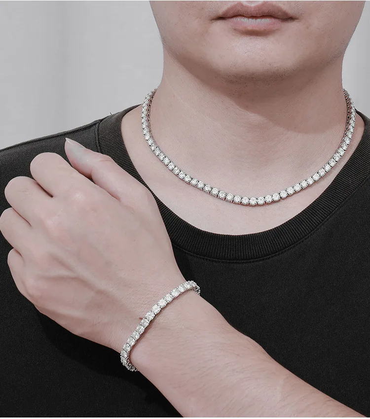 EWYA 3mm 4mm 5mm Moissanite Tennis Bracelet for Women Men 925 Silver Plated 18k Gold Pass Diamond Tester Link Bracelets Bangle