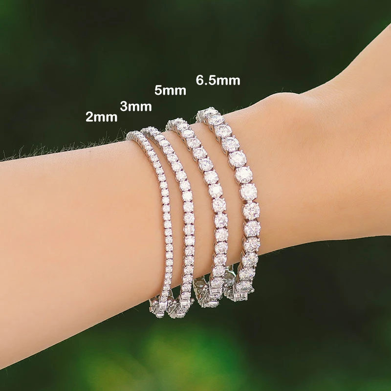 EWYA 3mm 4mm 5mm Moissanite Tennis Bracelet for Women Men 925 Silver Plated 18k Gold Pass Diamond Tester Link Bracelets Bangle