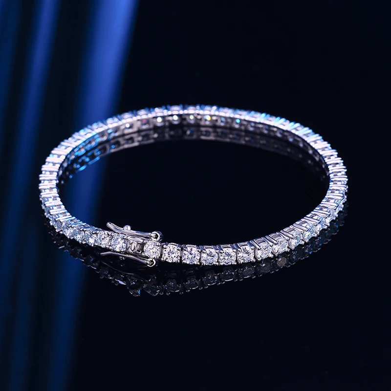 EWYA 3mm 4mm 5mm Moissanite Tennis Bracelet for Women Men 925 Silver Plated 18k Gold Pass Diamond Tester Link Bracelets Bangle