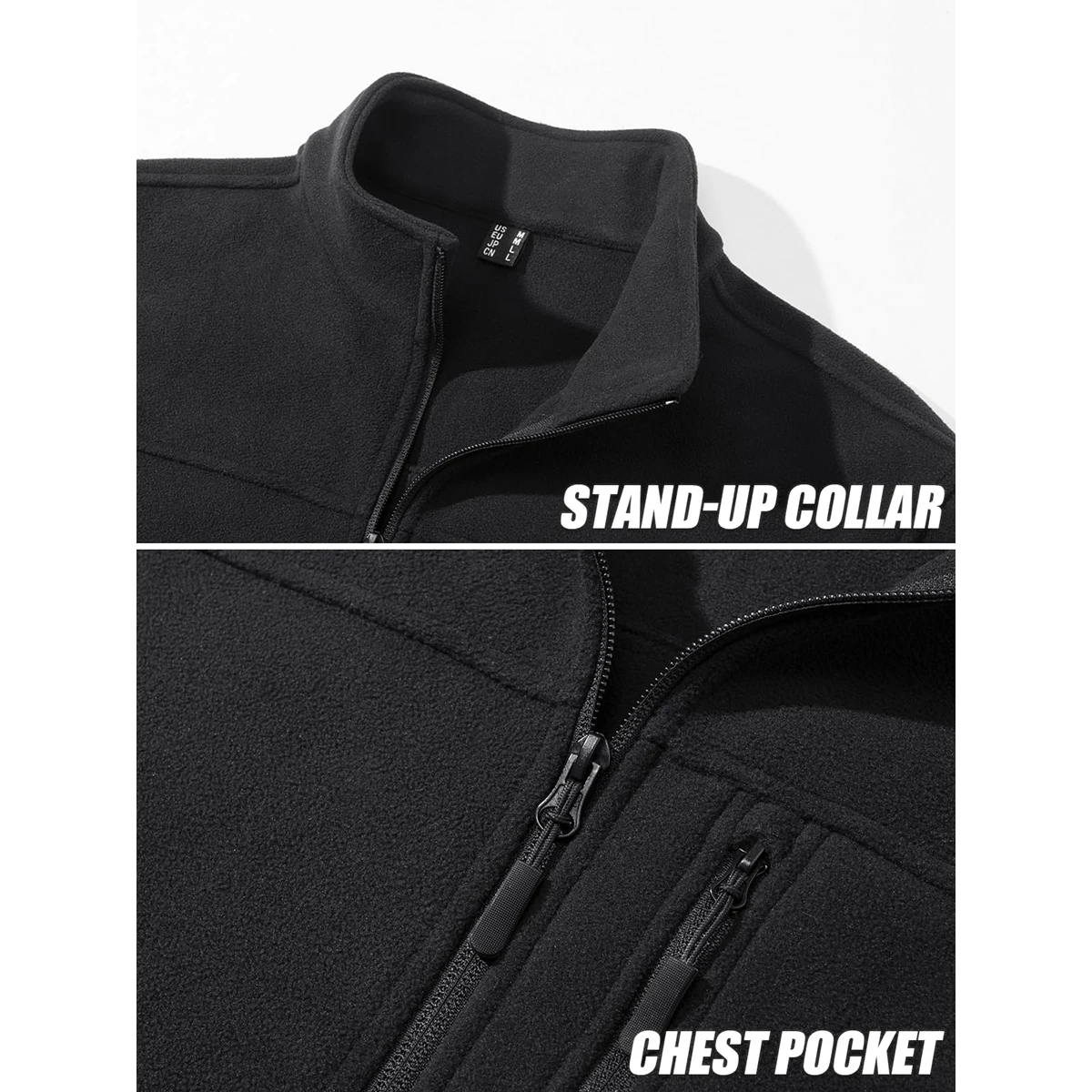 TACVASEN Men's Thermal Warm Fleece Jacket Stand Collar Full Zip Windbreaker Multiple-pockets Outerwear Working Hiking Coat