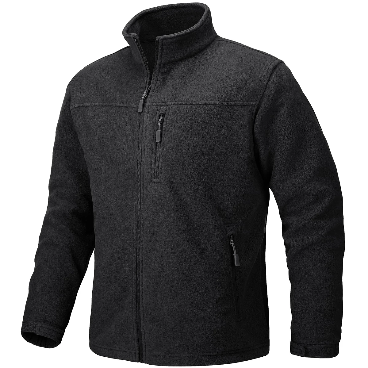 TACVASEN Men's Thermal Warm Fleece Jacket Stand Collar Full Zip Windbreaker Multiple-pockets Outerwear Working Hiking Coat
