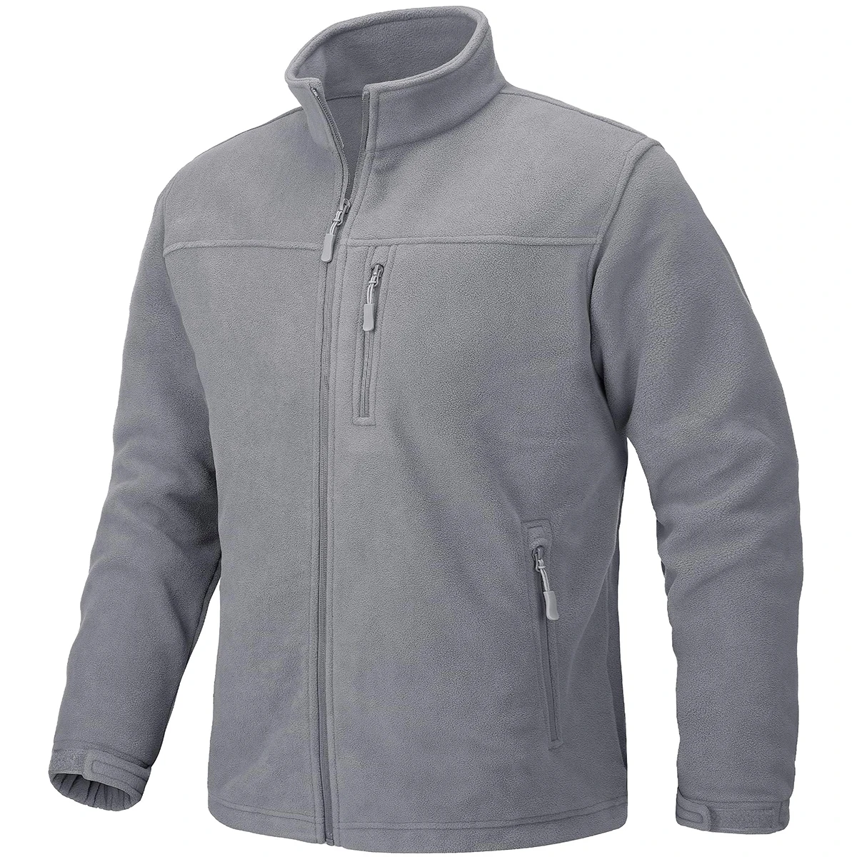 TACVASEN Men's Thermal Warm Fleece Jacket Stand Collar Full Zip Windbreaker Multiple-pockets Outerwear Working Hiking Coat