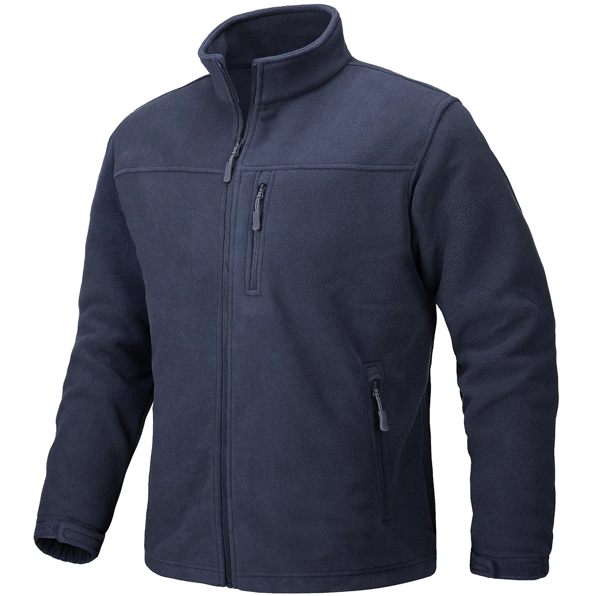 TACVASEN Men's Thermal Warm Fleece Jacket Stand Collar Full Zip Windbreaker Multiple-pockets Outerwear Working Hiking Coat