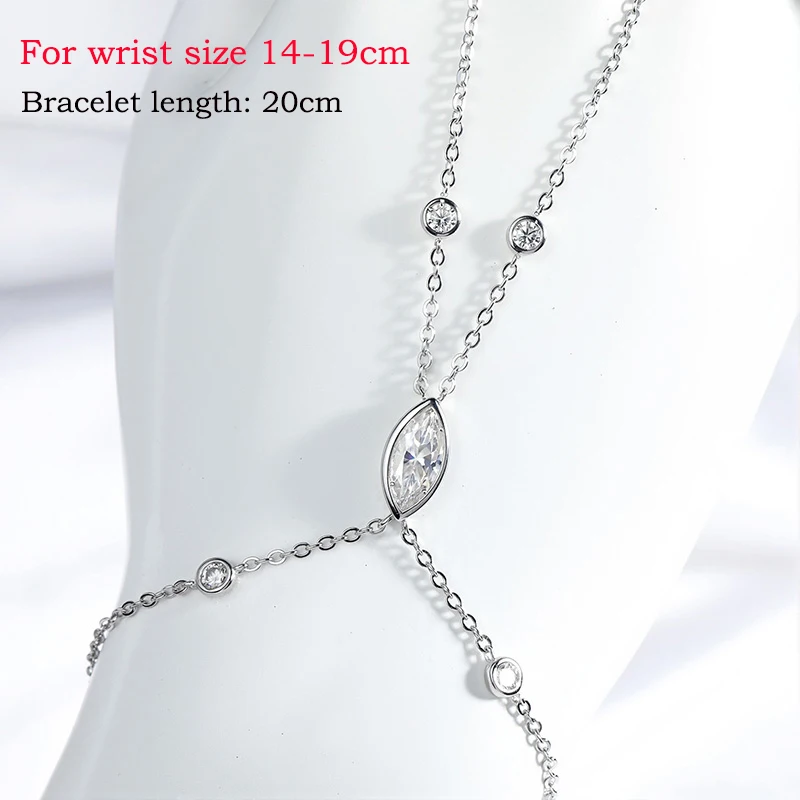 Smyoue Marquise Cut Bubbles Moissanite Bracelets for Women Adjustable 14-19cm Lab Grown Diamond Chain Pure S925 Silver Jewelry