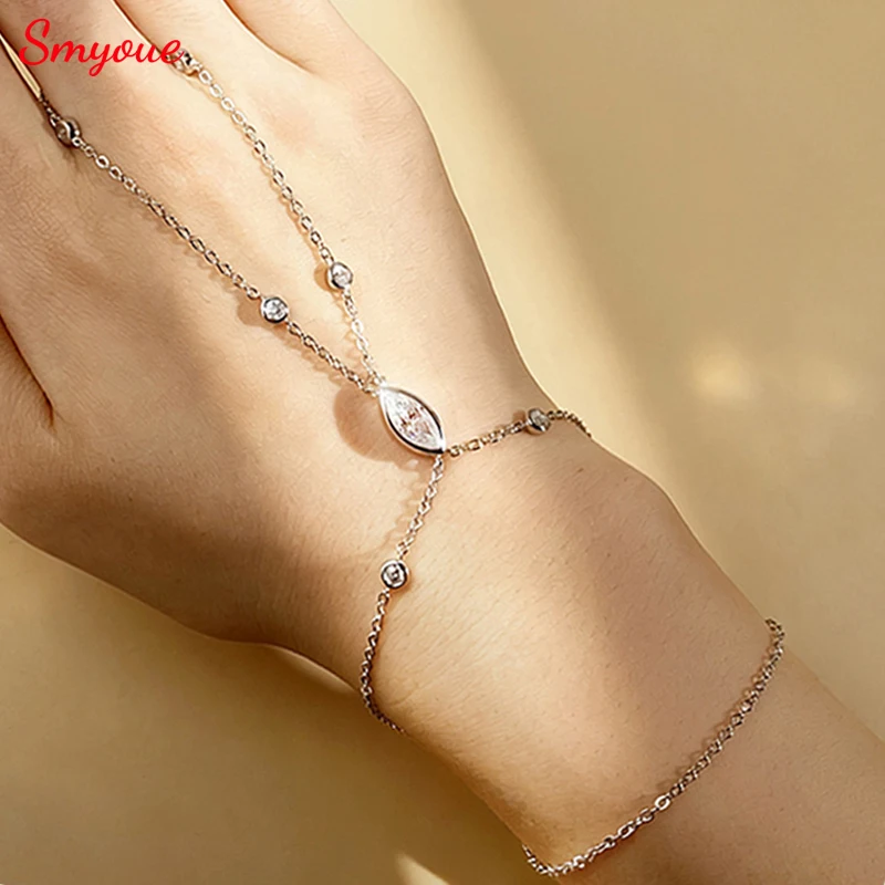 Smyoue Marquise Cut Bubbles Moissanite Bracelets for Women Adjustable 14-19cm Lab Grown Diamond Chain Pure S925 Silver Jewelry