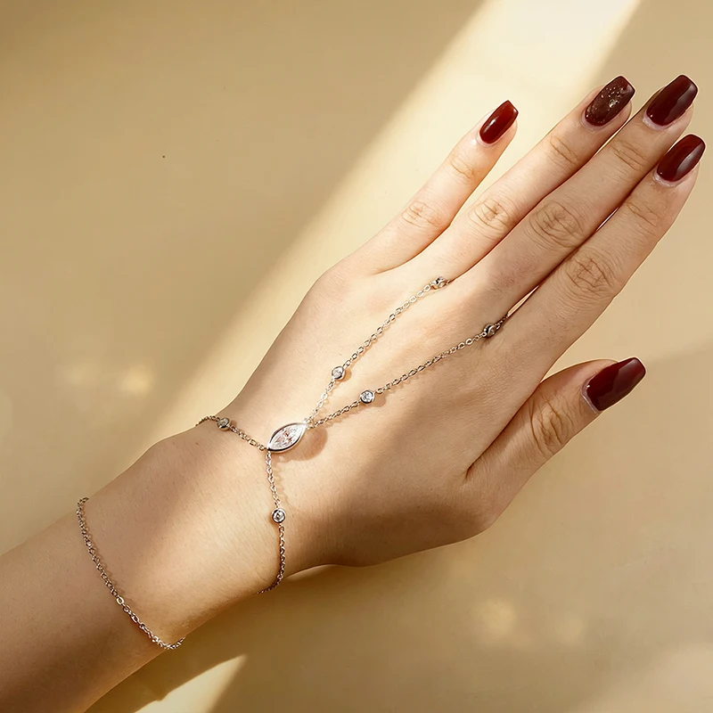 Smyoue Marquise Cut Bubbles Moissanite Bracelets for Women Adjustable 14-19cm Lab Grown Diamond Chain Pure S925 Silver Jewelry