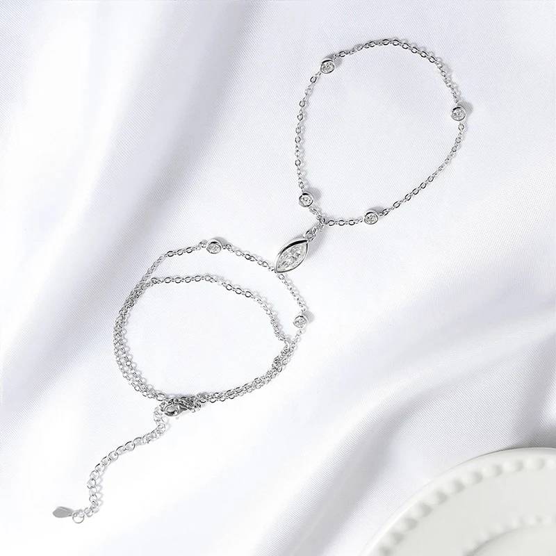 Smyoue Marquise Cut Bubbles Moissanite Bracelets for Women Adjustable 14-19cm Lab Grown Diamond Chain Pure S925 Silver Jewelry