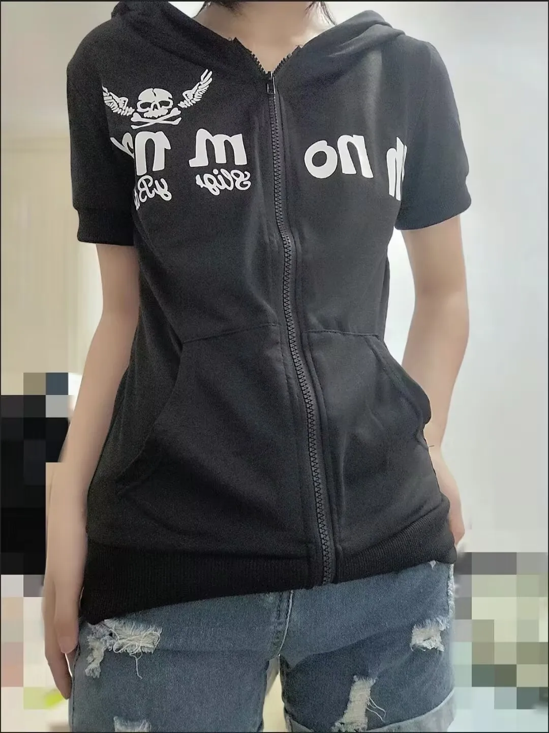 Gothic Skeleton Print Cardigan Contrast Hooded Sweatshirt Punk Jacket Women Autumn Y2k New Slim Fit Zip Hoodie Kawaii Clothes
