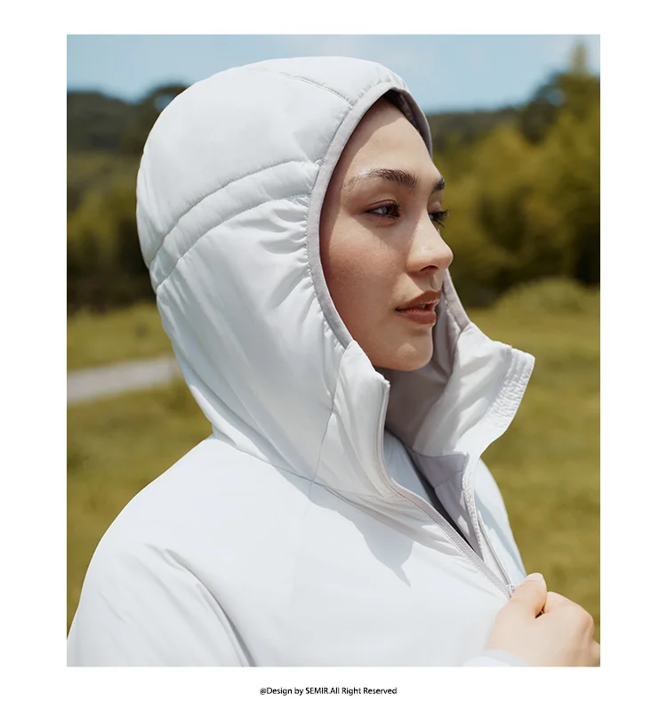 Semir Cotton Coat Women Three-Resistant Outdoor Raglan Sleeve Slim Hooded 2025 New Winter Heat-Generating Light Inner Wear