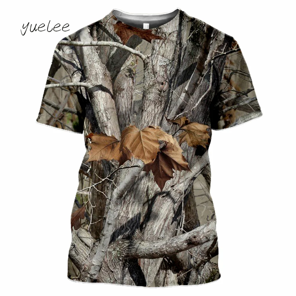 Novelty Men's T-Shirt 3D Woods Hunting Camouflage Print Short-Sleeved T-Shirt Outdoor Sports Tops Summer Men's Casual T-Shirt