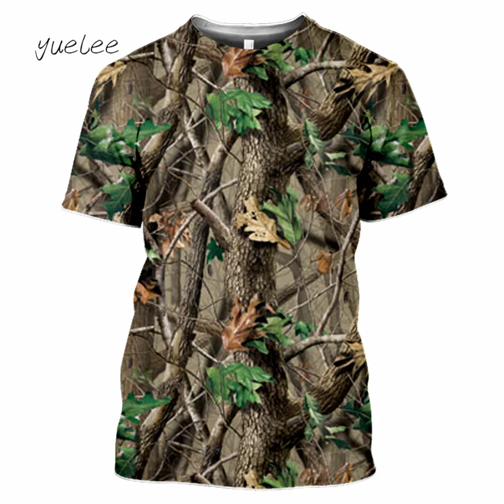 Novelty Men's T-Shirt 3D Woods Hunting Camouflage Print Short-Sleeved T-Shirt Outdoor Sports Tops Summer Men's Casual T-Shirt