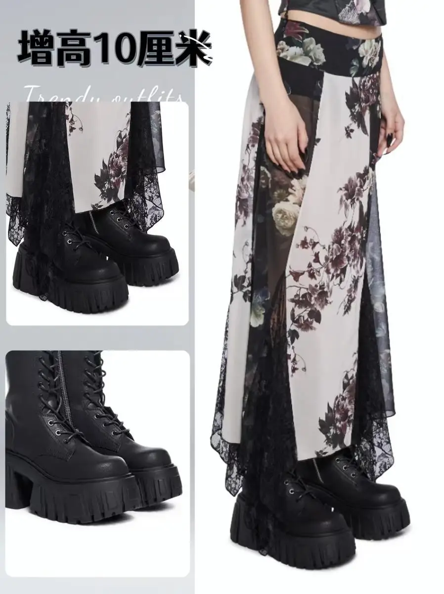 2025 New Cosplay Pumps Women Super High 10cm Thick-Soled Shoes British Style Punk Gothic Booties Platform Thigh High Boots