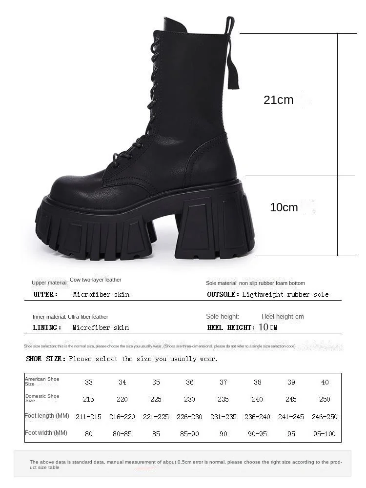 2025 New Cosplay Pumps Women Super High 10cm Thick-Soled Shoes British Style Punk Gothic Booties Platform Thigh High Boots
