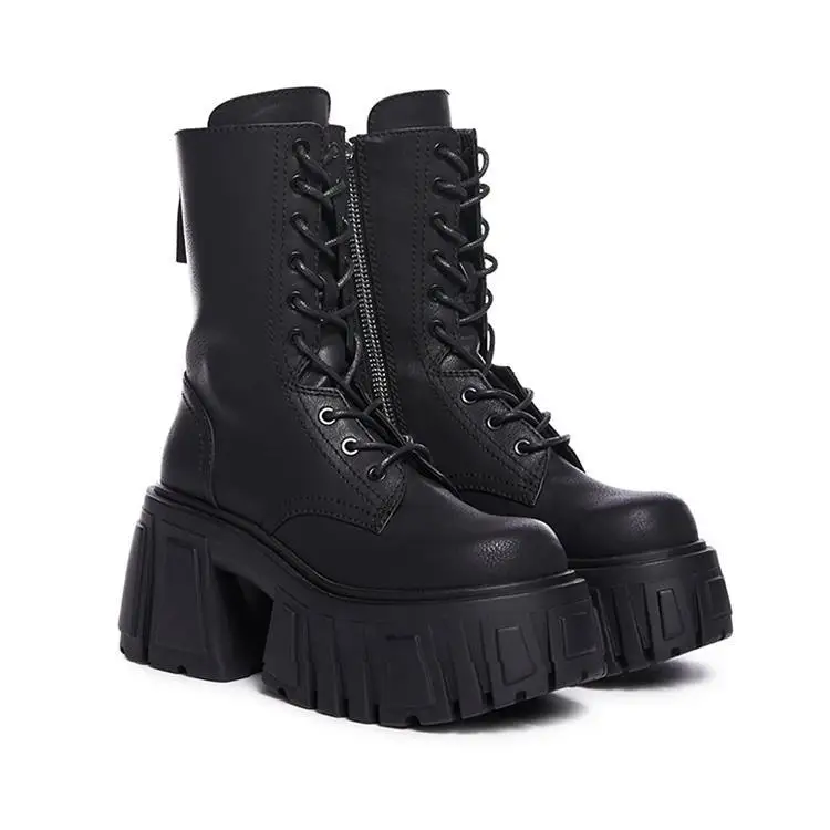 2025 New Cosplay Pumps Women Super High 10cm Thick-Soled Shoes British Style Punk Gothic Booties Platform Thigh High Boots