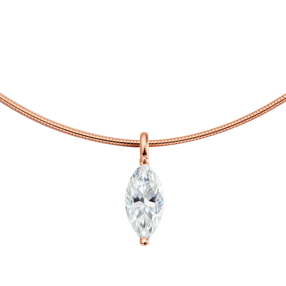 Smyoue 3CT 7*14MM Marquise Cut Moissanite Necklace for Women Solitaire Pendant Sparkling Chain Lab Diamond Pure 925 Jewelry