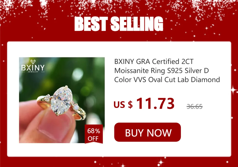BXINY 1.4CT Moissanite Rings 925 Sterling Silver for Women Solitaire Lab Diamond Wedding Band Gifts Minimalist Jewelry with GRA