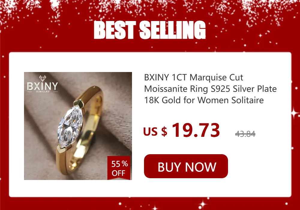 BXINY 1.4CT Moissanite Rings 925 Sterling Silver for Women Solitaire Lab Diamond Wedding Band Gifts Minimalist Jewelry with GRA
