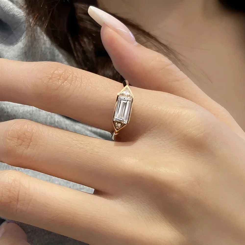 BXINY 1.4CT Moissanite Rings 925 Sterling Silver for Women Solitaire Lab Diamond Wedding Band Gifts Minimalist Jewelry with GRA