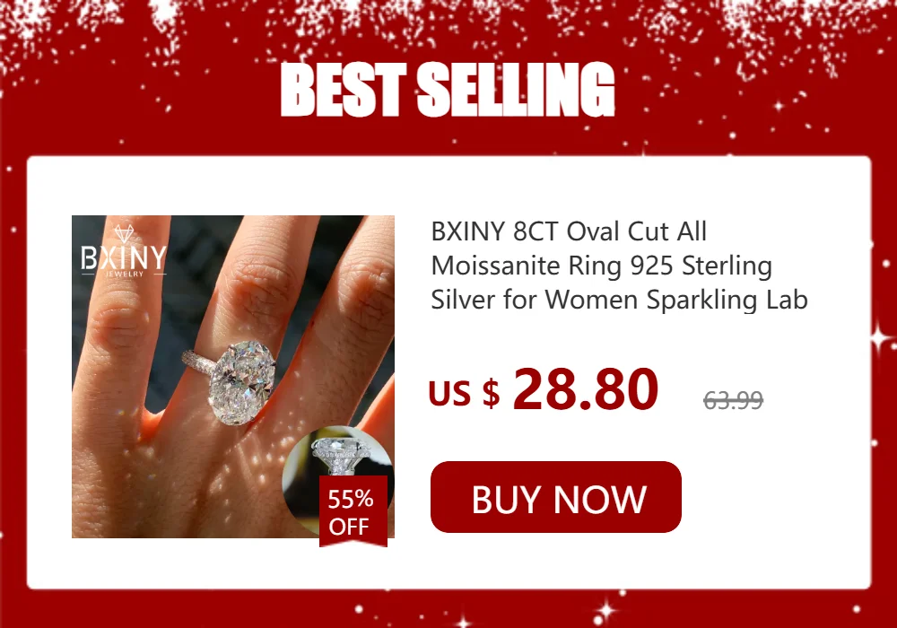 BXINY 1.4CT Moissanite Rings 925 Sterling Silver for Women Solitaire Lab Diamond Wedding Band Gifts Minimalist Jewelry with GRA