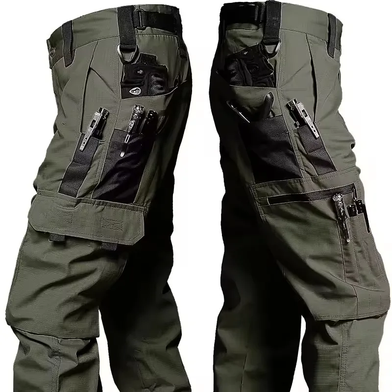 Multi-pocket Work Pants Men Waterproof Straight-leg Cargo Pants Outdoors Wear-resistant Hiking Casual Pants Spring Male Joggers