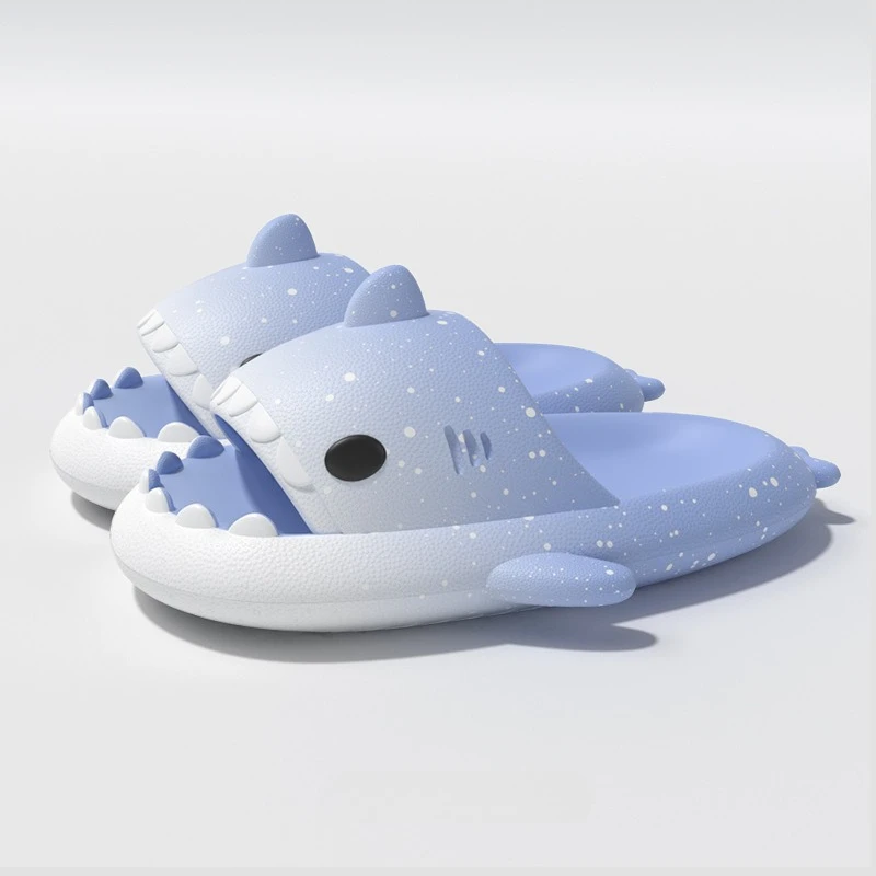 Cute Cartoon Shark Slippers For Women Men Gradient Color Summer Platform Shoes Night Glowing Style Couples Home Street Slides