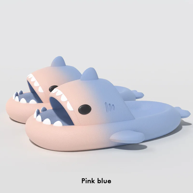 Cute Cartoon Shark Slippers For Women Men Gradient Color Summer Platform Shoes Night Glowing Style Couples Home Street Slides
