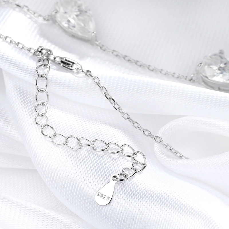 Smyoue Gradient Moissanite Necklace for Women 3 Gems Pear Cut Certified Luxury Pendant Lab Diamond Jewelry Sterling Silver 925