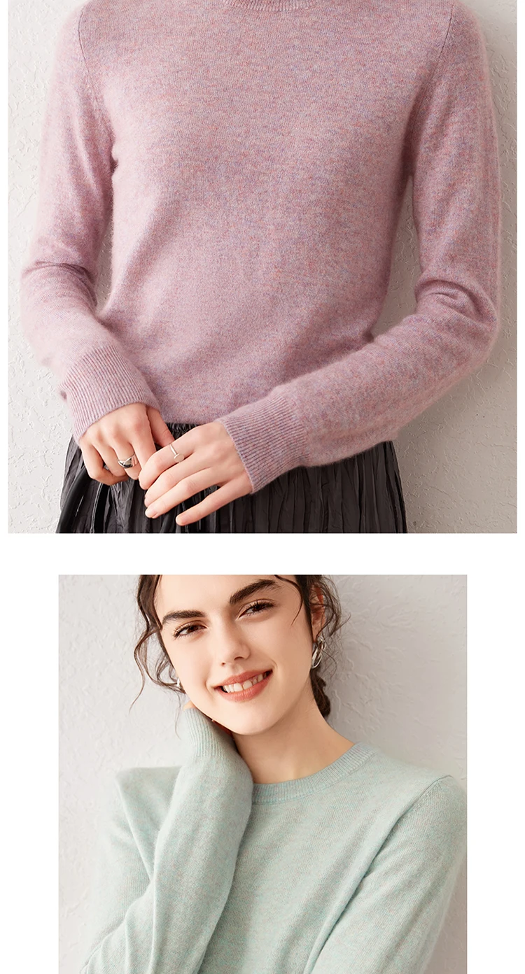 Women's 100% Pure Cashmere Sweater 2025 Fall Winter Crew Neck Long Sleeve Warm Soft Knitted Pullover New Knit Tops Women Clothes