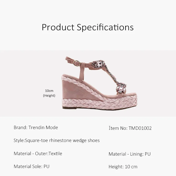 Trendin Mode Women's Velvet High Wedge Sandals 10cm Heel