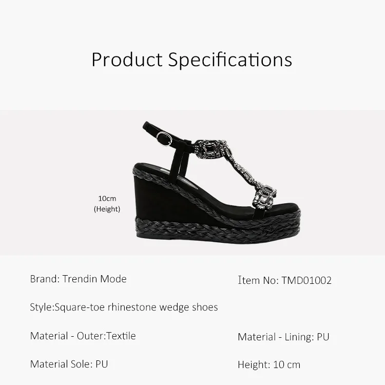Trendin Mode Women's Velvet High Wedge Sandals 10cm Heel