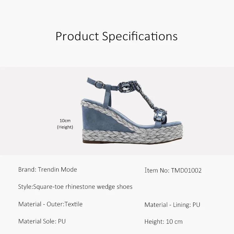 Trendin Mode Women's Velvet High Wedge Sandals 10cm Heel