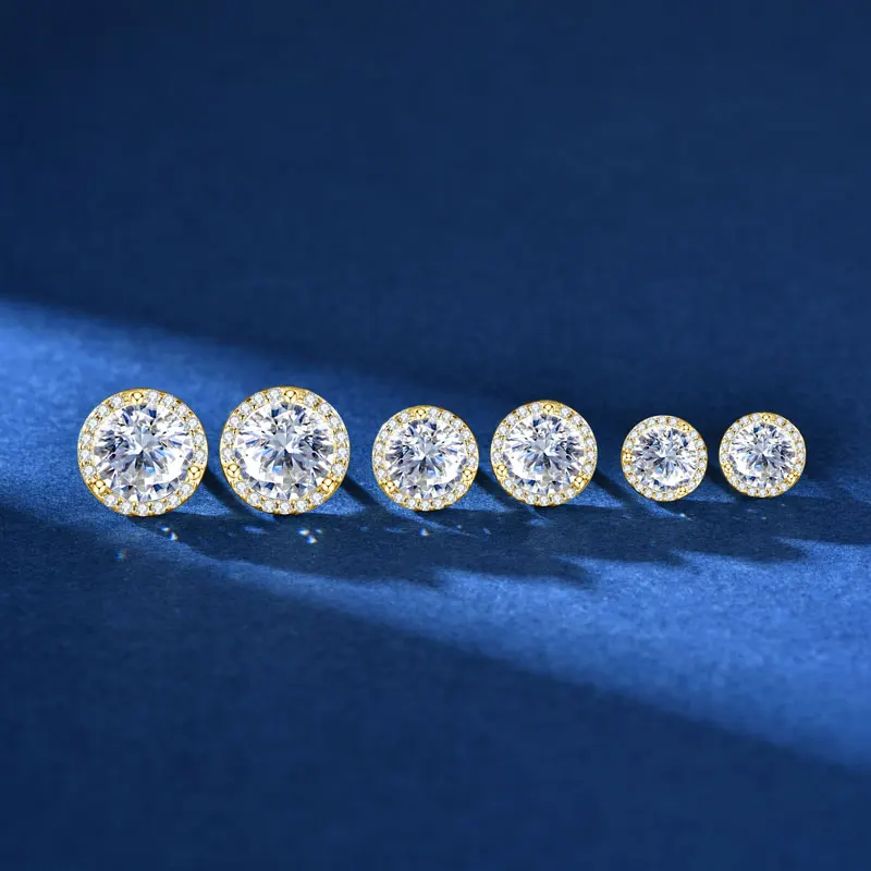 Lnngy Sparkling 5MM 6.5MM 8MM Certified Moissanite Earrings 925 Sterling Silver Round Stud Earring 2025 New Women Jewelry Gift
