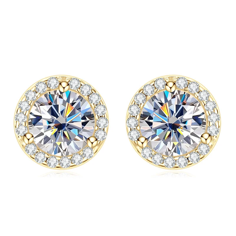 Lnngy Sparkling 5MM 6.5MM 8MM Certified Moissanite Earrings 925 Sterling Silver Round Stud Earring 2025 New Women Jewelry Gift