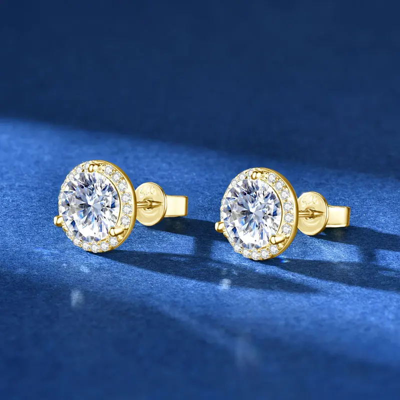 Lnngy Sparkling 5MM 6.5MM 8MM Certified Moissanite Earrings 925 Sterling Silver Round Stud Earring 2025 New Women Jewelry Gift