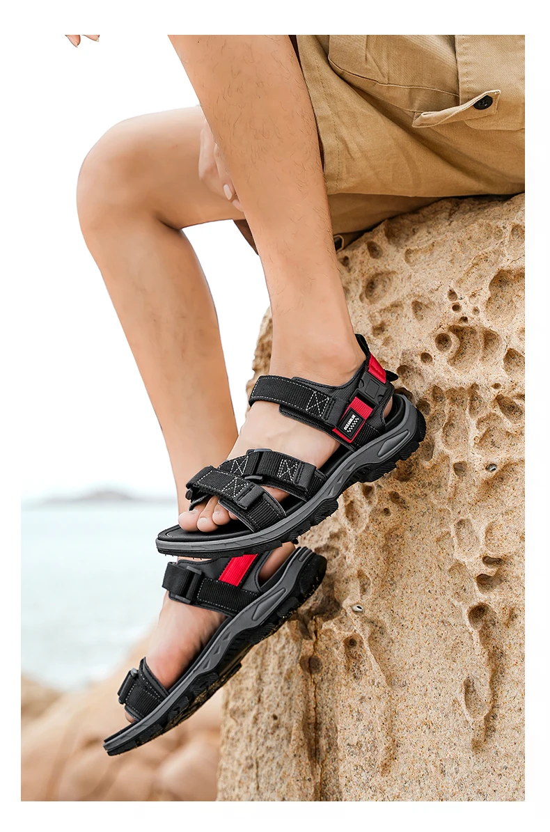 Summer Men's Sandals Trendy Casual Outdoor Sport Shoes for Holidays Beach Breathable Wear-Resistant Hiking & Walking Sandals