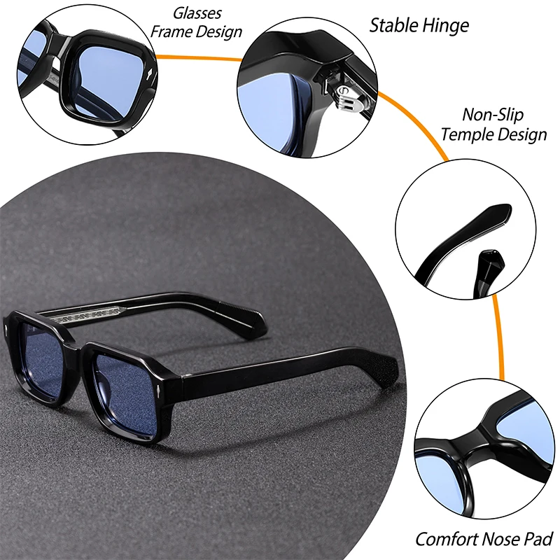 CATERSIDE Fashion Simple Men Sunglasses Roughly Framed Design Sun Glasses Women Outdoor Party Vacation Travel Driving Eyeglasses
