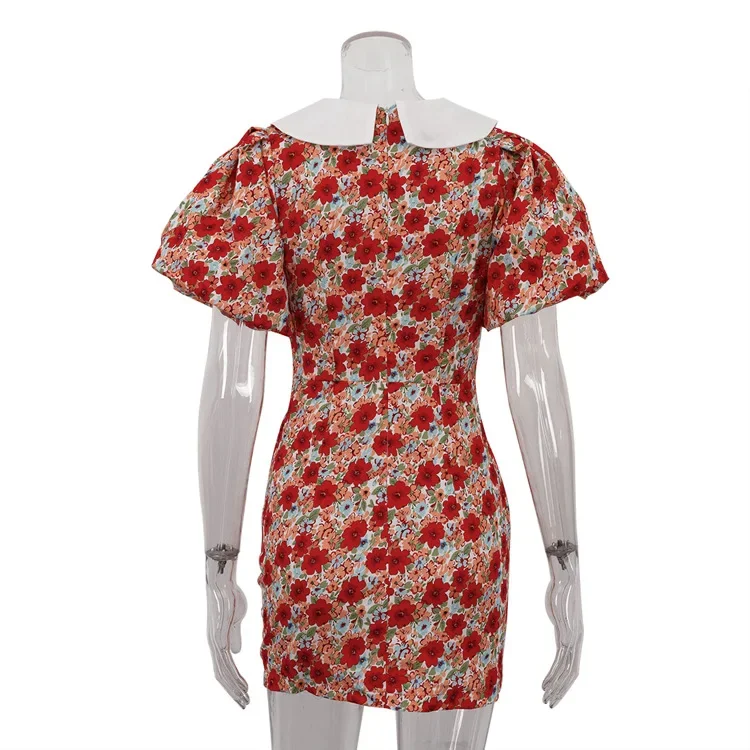 Mini Dress For Women Summer Printed Fashion Short Sleeve Contrast V-Neck Elegant Dress Female Bodycon Dress New