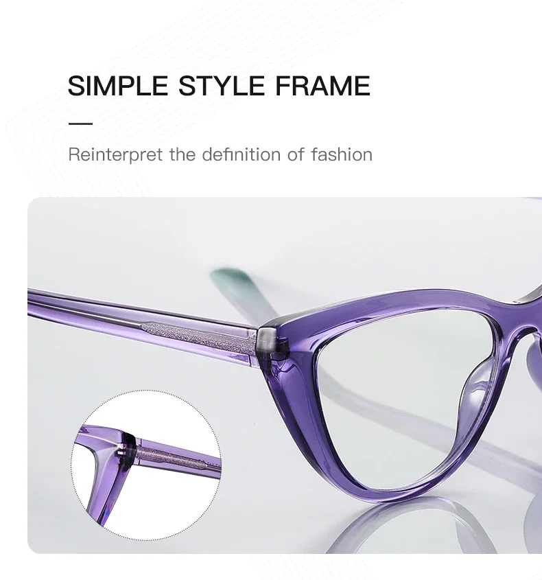 BLMUSA Women Stylish Cat Eye Photochromic Frame Computer Anti Blue Ray Reading Glasses Customizable Prescription Myopia Glasses