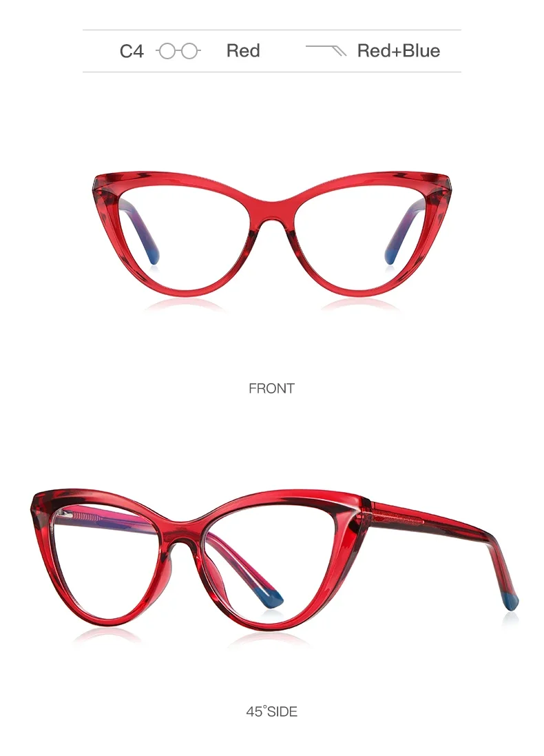 BLMUSA Women Stylish Cat Eye Photochromic Frame Computer Anti Blue Ray Reading Glasses Customizable Prescription Myopia Glasses