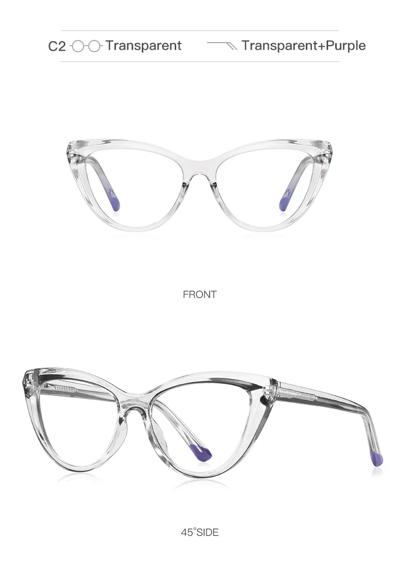 BLMUSA Women Stylish Cat Eye Photochromic Frame Computer Anti Blue Ray Reading Glasses Customizable Prescription Myopia Glasses