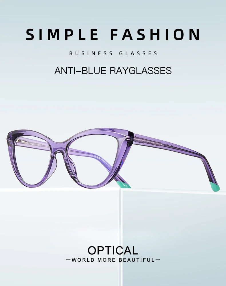BLMUSA Women Stylish Cat Eye Photochromic Frame Computer Anti Blue Ray Reading Glasses Customizable Prescription Myopia Glasses