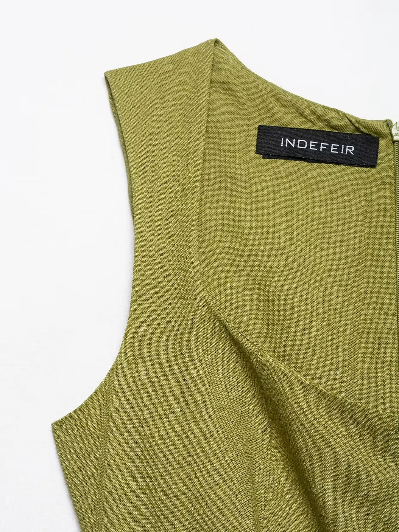 2025 Summer Elegant Dress Women Fashion Solid Square Collar Sleeveless Single Breasted Dress Ladies Vacation Green Spilt Dresses