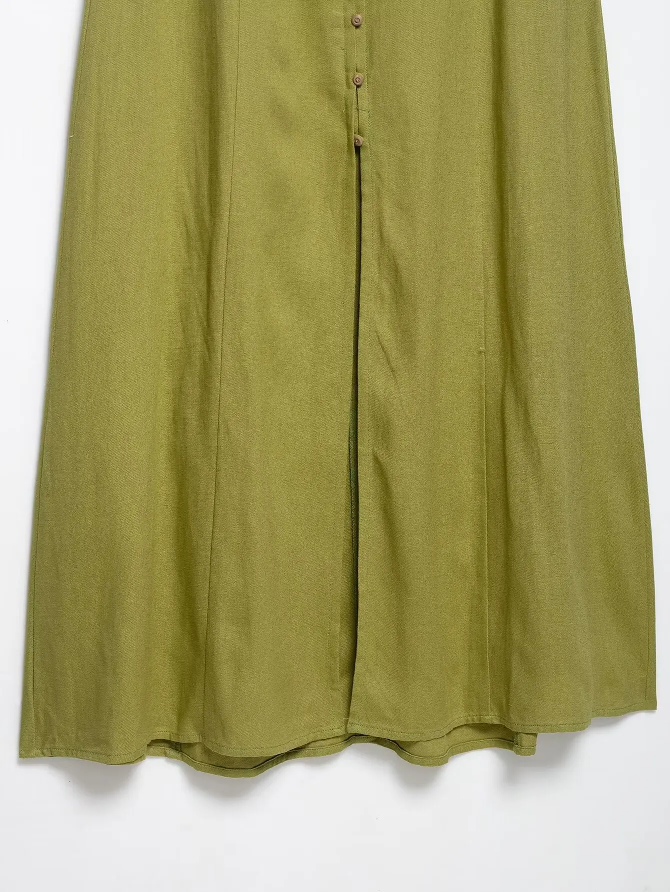 2025 Summer Elegant Dress Women Fashion Solid Square Collar Sleeveless Single Breasted Dress Ladies Vacation Green Spilt Dresses