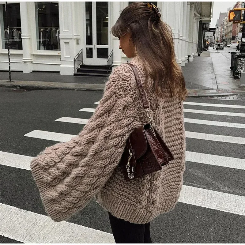Yaminiya Winter Clothes Women Women's Turtleneck Long Sleeve Pink Sweater Prairie Chic Solid Vintage Sweater Oversize Pullover