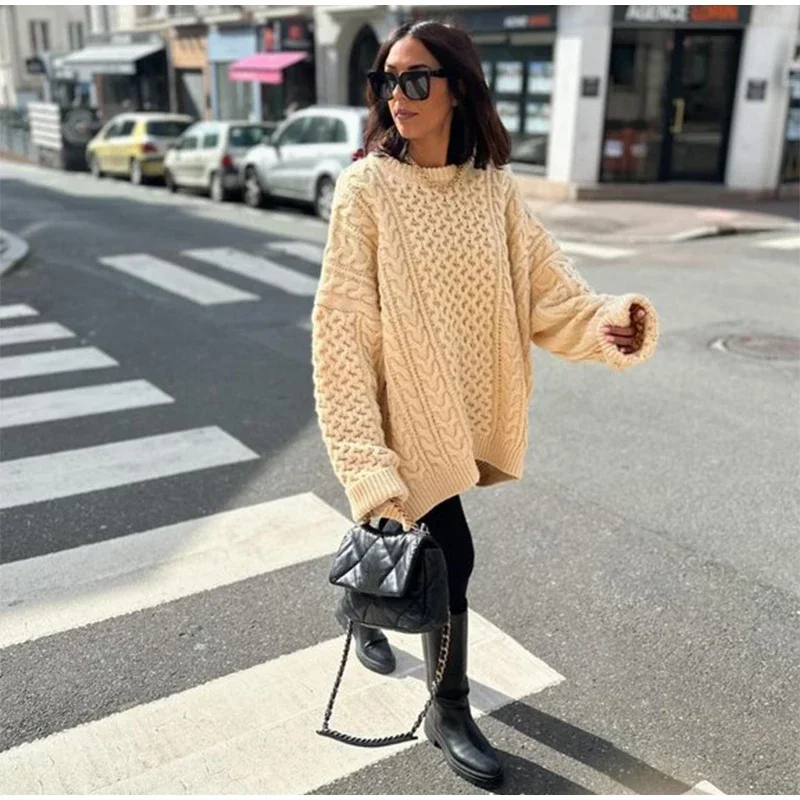 Yaminiya Winter Clothes Women Women's Turtleneck Long Sleeve Pink Sweater Prairie Chic Solid Vintage Sweater Oversize Pullover